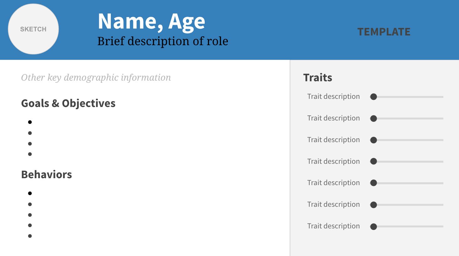 A persona template for participants.